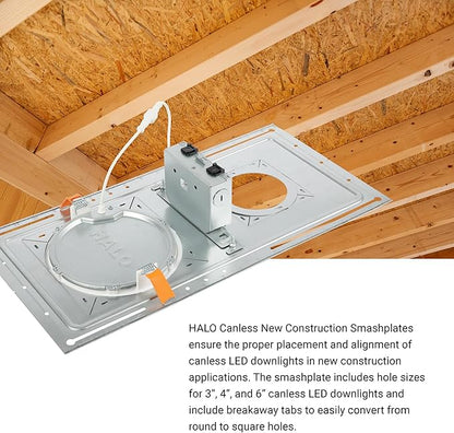 HALO New Construction Rough-in Mounting Smash Plate for 3/4/6 Inch Canless LED Lights, Made of Galvanized Steel, 12-Pack - SP346RS-12PK