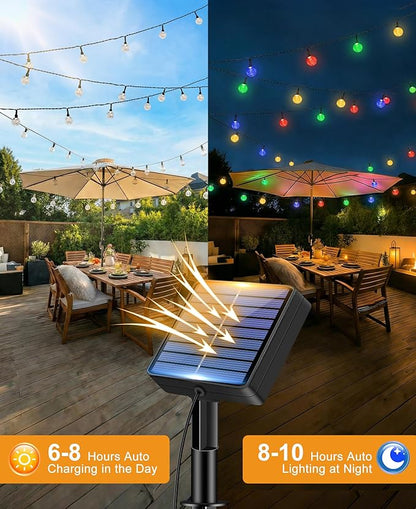 btfarm 2 Pack Solar String Lights Outdoor Waterproof, Total 98 FT 100 LED Solar Powered Patio Light, 8 Lighting Modes Crystal Globe Decor for Garden Balcony Yard Christmas Party, Multicolor