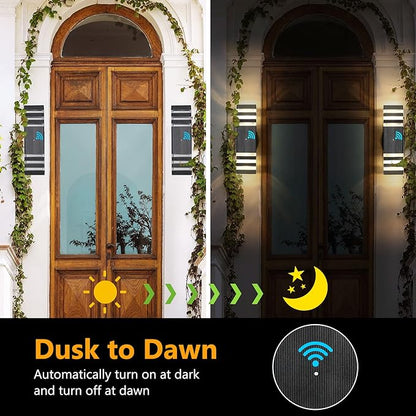 tewei 4 Pack Dusk to Dawn Outdoor Light Fixture, Black Exterior Wall Lights Up and Down Porch Lights Outdoor Wall Mount Waterproof Aluminum Outside Lights for House Garage, 3-Layer, 3000K