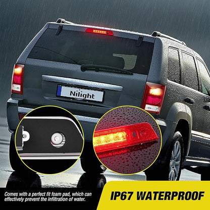 Nilight Third Brake Light Tail High Mount 3rd Stop Lights Red Lens Compatible with Jeep Grand Cherokee 2005 2006 2007 2008 2009 2010 Van SUV Rear Center Cab Lamp