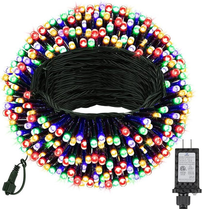 FairyGlim 100 LED Christmas String Lights, 33 FT Connectable Waterproof String Lights Green Wire with Timer Memory Function & 8 Modes, for Indoor Outdoor Xmas Trees Party Garden, 33 FT Multicolor