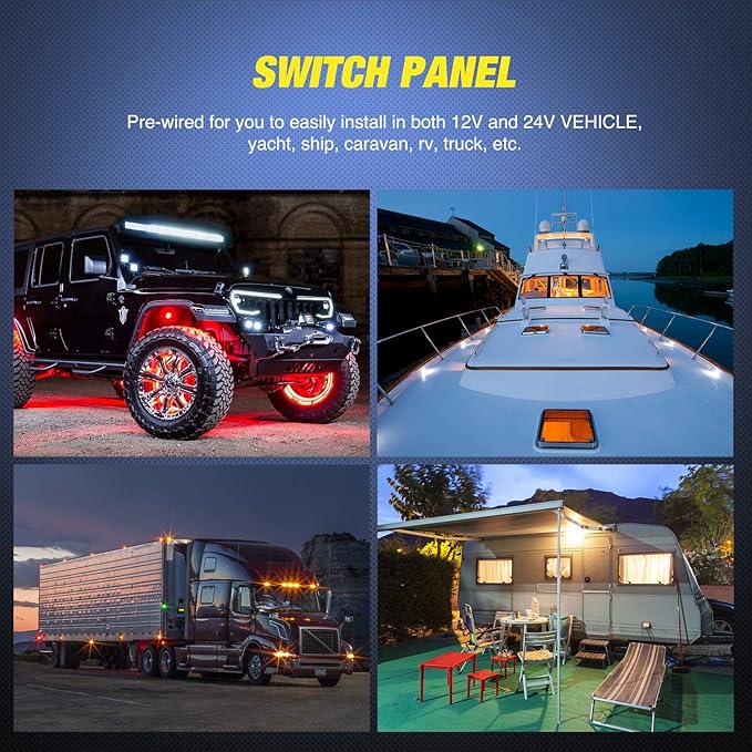 Nilight - 90128C 3 Gang Rocker Switch Panel Aluminum 5 Pin ON Off Toggle Switch Panel Pre-Wired Rocker Switch SPST 12V 24V Switches for Marine Boats Cars ATVs UTVs
