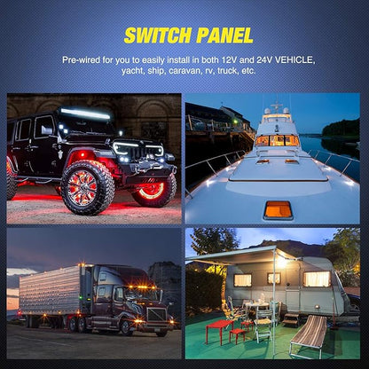 Nilight - 90128C 3 Gang Rocker Switch Panel Aluminum 5 Pin ON Off Toggle Switch Panel Pre-Wired Rocker Switch SPST 12V 24V Switches for Marine Boats Cars ATVs UTVs