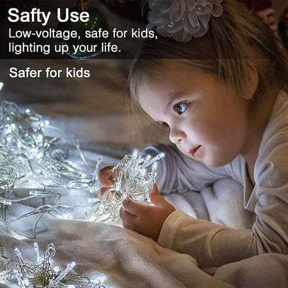 oopswow LED String Lights by White, 100LED Plug in Fairy String Lights with 8 Modes for Indoor and Outdoor Party Wedding Home Patio Lawn Garden Christmas Supplies-White
