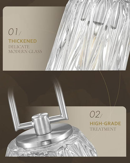 FEMILA Brushed Nickel Pendant Light Fixtures, Glass Pendant Light Modern Pendant Lighting for Kitchen Bedroom Hotel, E26 Base, 4FH83MIL BN