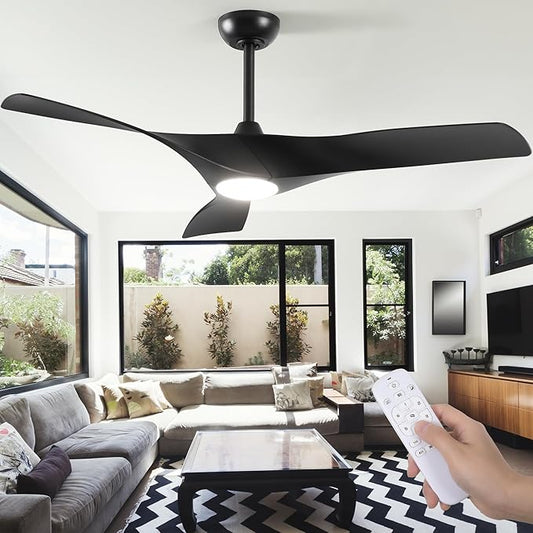 DWVO Ceiling Fan with Light, 52" Ceiling Fan with Remote, LED Tri-Color Temperature, 3 Blade Ceiling Fans Reversible 6 Speeds w/Quiet DC Motor for Bedroom, Living Room, Dining Room, Patio