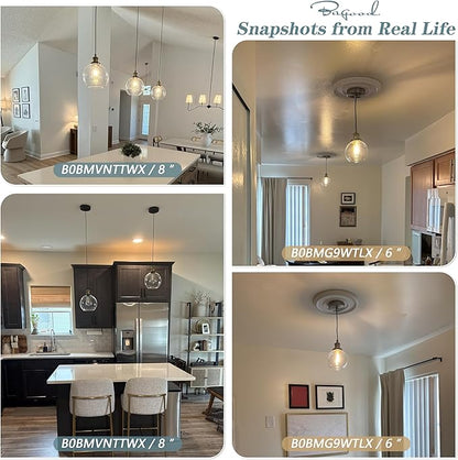 Bagood Globe Pendant Lighting with Clear Glass Gold and Black Light Fixture Globe Pendant Lighting Mid Century Modern Hanging Light Fixture for Sink Bathroom Entryway Kitchen Island (Bulb Incl.)