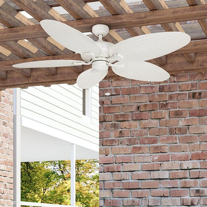 Honeywell Ceiling Fans Duval 52 Inch Ceiling Fan, Quick 2 Hang Indoor/Outdoor Ceiling Fan with Pull Chain, Dual Mount 5 Blade Tropical Design, ETL Damp Rated, White (50206-01)