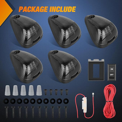 Nilight LED Cab Marker Lights 5 PCS 16 LED Smoke Lens Amber Clearance Roof Running Light Compatible with 1999-2016 Ford E150 E250 E350 E450 E550 F150 F250 F350 F450 F550 Super duty