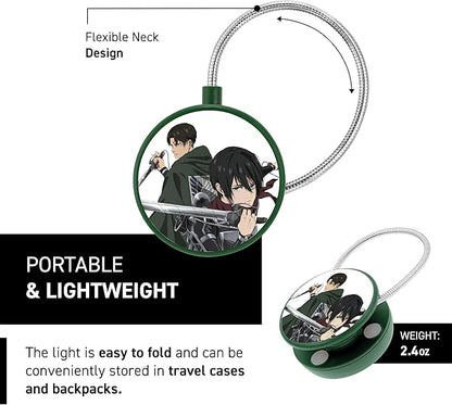 WITHit Clip On Book Light – Dimmable LED Reading Light for Books and eBooks, Reduced Glare, Portable, Cute Bookmark Light for Kids & Adults, Batteries Included (Levi/Mikusa, Attack on Titan)
