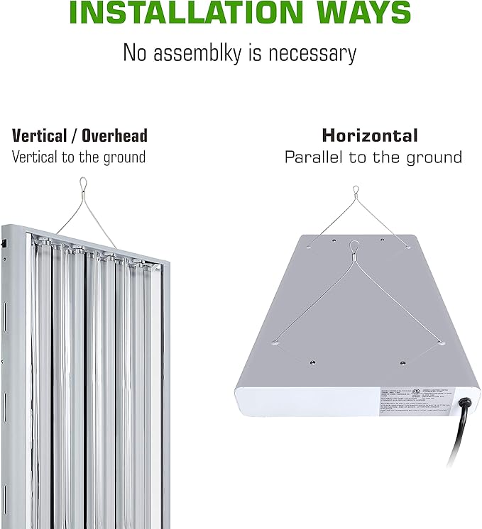 BloomGrow 2FT T-5 HO Fluorescent Lighting Kit 2-Bulb 24W 6500K Lamp Included for Indoor Growing T5 Grow Lights Fixtures