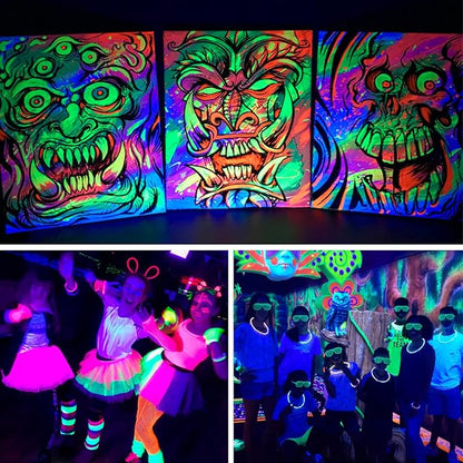 4PCS 40W LED Black Light Bar, Black Lights for Glow Party, Blacklight with Plug &Switch, Each Light Up 484 Sq.ft Area, Glow Light for Halloween, Fluorescent Body Paint, Stage Lighting, Bedroom