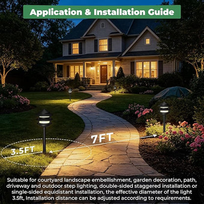Gardencoin Pagoda Low Voltage Landscape Pathway Lights, 12V Outdoor LED Path Lights Wired, Aluminum Walkway Lighting with 4W 2700K Replaceable G4 Bulb, Classic 3-Tier Lantern, 6 Pack