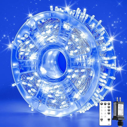 400FT Extra Long Blue String Lights, LED Waterproof Seasonal Fairy Lights with Remote & Timer, Dimmable Outdoor Indoor Decorative Lights for Roof, Garden, Wedding, Party, Holiday