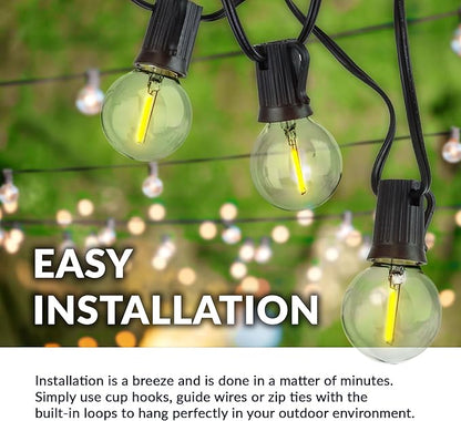 Newhouse Lighting PSTRINGLED50 Foot, 50 Socket Indoor/Outdoor String 55 LED Globe G40 (5 Free Bulbs Included), Wedding Lights, Decorations for Patios, Porches, Backyards, Decks, Bistros, 50ft
