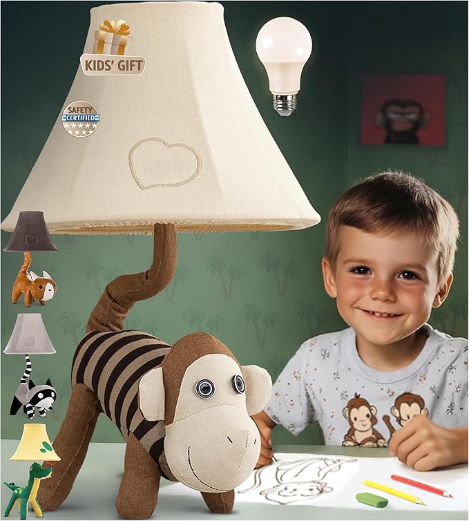Monkey Kids Lamp for Boys Bedroom - 20", Animal Lamp for Kids Room - Christmas Gifts, Birthday Gifts, for All Ages: Toddler Girls, Children, Grandkids 3 4 5 and Up Years Old, Sister Brother, Sibling