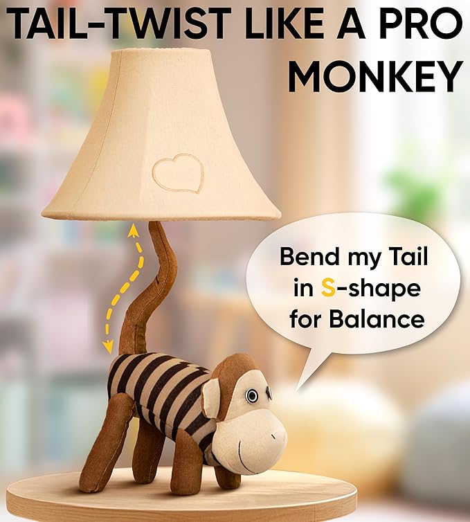Monkey Kids Lamp for Boys Bedroom - 20", Animal Lamp for Kids Room - Christmas Gifts, Birthday Gifts, for All Ages: Toddler Girls, Children, Grandkids 3 4 5 and Up Years Old, Sister Brother, Sibling
