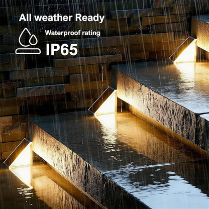 Solar Step Lights Outdoor Waterproof IP65,Warm White BrownSolar Stair Lights, Outdoor Light Decor for Stair, Deck, Step, Porch and Outside Patio, 12 Pack