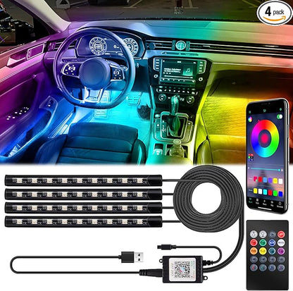 BFXM Car Interior Lights, Car Accessories Interior, 5V LED Strip Lights with USB Adapter, Ambient Lighting, App & Remote Control Music Sync Color Change Lights for Truck Car Decor (36LED Beads)