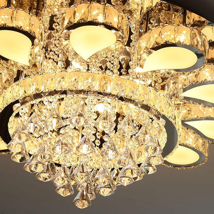 HAIXIANG Extra Large Chandelier for Living Room Crystal Chandeliers High Ceiling Light Fixtures Luxury Modern Dimmbale Lighting Gold Lights for Entryway Foyer