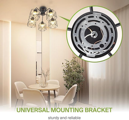 ASD Black Chandelier Semi Flush Mount Ceiling Light Fixture- 5xE26 120V ETL Modern Light Fixtures Ceiling Mount, Semi Flush Mount Chandelier for Entryway, Bedroom, Foyer Lighting Fixtures