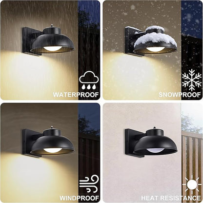 Black Exterior Light Fixtures, 2 Pack Dusk to Dawn LED Outdoor Wall Lights, 12W Integrated 3000K Farmhouse Barn Sconce, Waterproof LED Porch Lights Outdoor for Front Door, Garage, Entryway