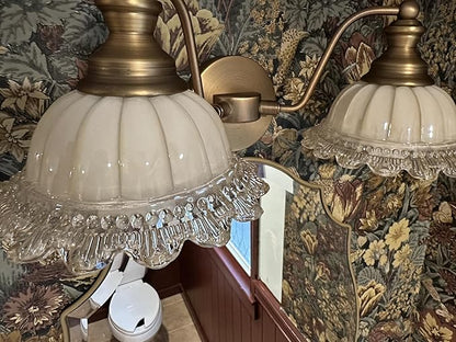 XIEDUN Vintage Vanity Light Brushed Brass 2 Light Vanity Lights for Bathroom Vanity Light Fixtures