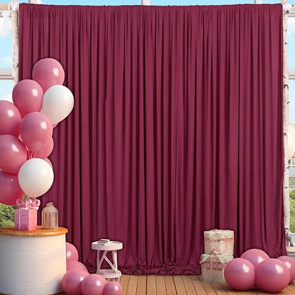 10x10ft Burgundy Backdrop Curtain for Wedding Parties Wrinkle Free Fabric Maroon Drapes Backdrop Decoration for Baby Shower Birthday Photography Decoration 2 Panels, 5ft x 10ft