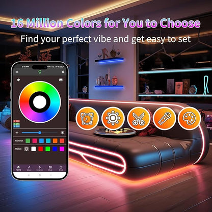 NBBUFF LED Lights for Bedroom 297FT, RGB LED Strip Lights Music Sync, Led Light Strip with Remote & App Control, DIY Color Changing Led Lights for Room Decor Aesthetic and Party (3 Rolls of 99ft)