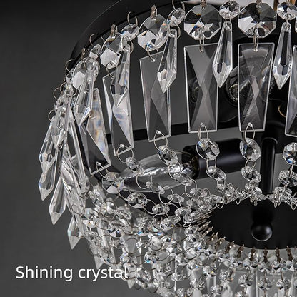 KSRYSZCQ Black Crystal Ceiling Light, 15''Modern Semi Flush Mount Ceiling Light Fiture 4-Light Crystal Chandelier with E12 Bulb for Dining Room, Kitchen Island, Bedroom Hallway