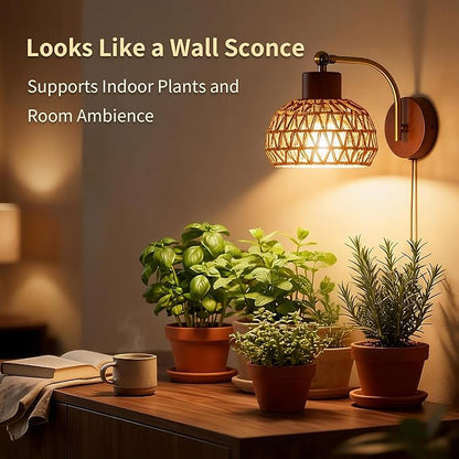 Hanging Grow Lights for Indoor Plants, Wall Grow Light with Adjustable Beam Angle (15°-75°), 3H/6H/9H Auto Cycle Timer, 18W Full Spectrum, 16FT Power Cord for Tall Plants, Flowers and Potted Trees