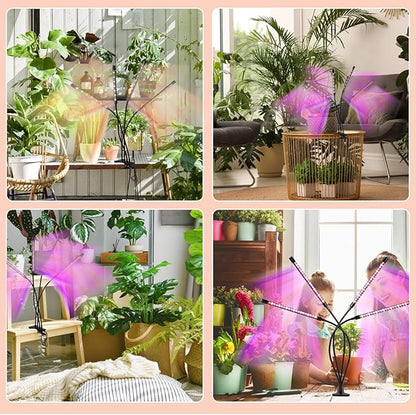 Grow Lights for Indoor Plants,80 LED Plant Lights with Full Spectrum & Red Blue Spectrum, 10 Dimmable Level, 3/9/12H Timer,3 Switch Modes, Adjustable Gooseneck,4 Heads Clip-On