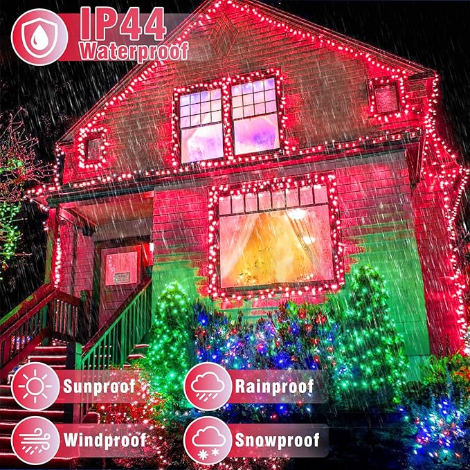 100FT 300 LED Outdoor String Lights, Plug in Red Christmas Lights Indoor Waterproof with 8 Modes, Connectable Twinkle Fairy Lights Clear Wire for Indoor Bedroom Home Patio Yard Wedding Decorations