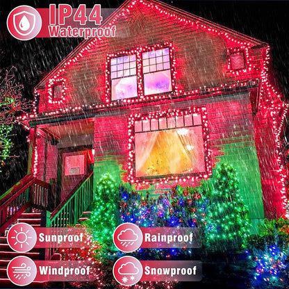 100FT 300 LED Outdoor String Lights, Plug in Red Christmas Lights Indoor Waterproof with 8 Modes, Connectable Twinkle Fairy Lights Clear Wire for Indoor Bedroom Home Patio Yard Wedding Decorations