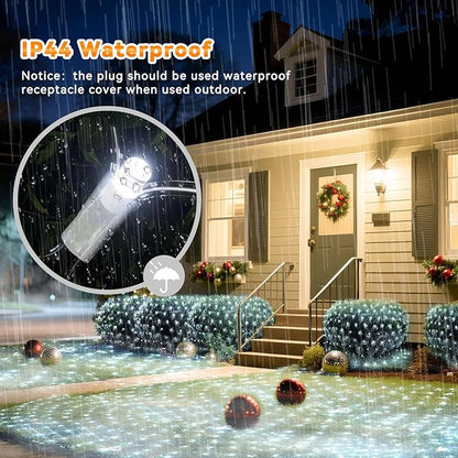 LitHome 14.8FT x 5FT Christmas Net Lights, 300 LED Net Lights Outdoor Mesh Light with 8 Modes, Connectable Waterproof Cool White Christmas Mesh Light for Bushes, Garden, Backyard, Xmas, Holiday Decor