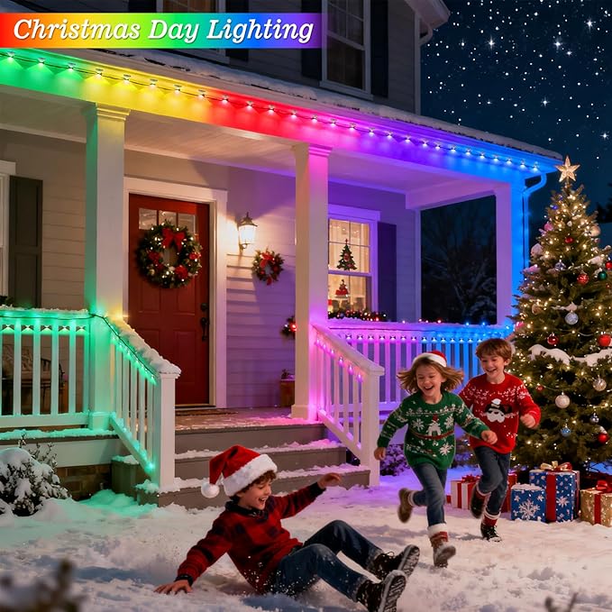 GOESWELL Smart Permanent Outdoor Lights for Patio: IP68 Waterproof Smart Balcony Lights with App & Remote Control - 16ft Garden Fence Light with 25 LED Bulbs for Railing Stair Decor