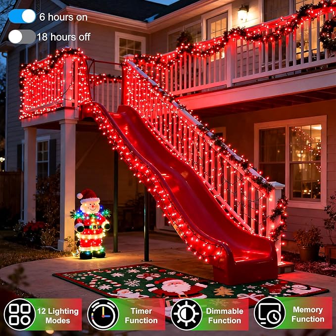 WUXYIYANG 1500 LED 470FT Red Valentine Lights, 12 Pro Modes and Timer Memory & Dimmable, Plug in Indoor Valentine Room Light for for Xmas Bedroom Yard Tree Wedding Party Outdoor Waterproof Decor (Red)