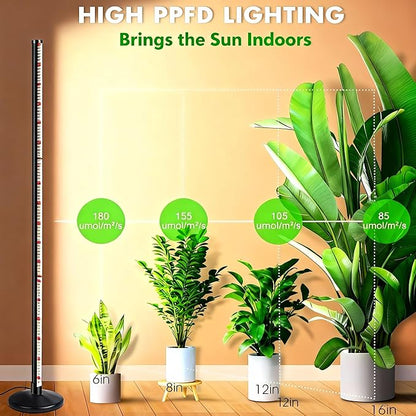 Vertical Grow Lights for Indoor Plants Full Spectrum 36W, 57 Inch Plant Lights for Seed Starting with Timer and 10 Level Dimmable Standing Plant Growing Lamp for Greenhouse with Hanging Accessories