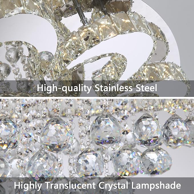 HAIXIANG Modern Chandelier Living Room Light Large Luxury Chandeliers for High Ceiling Foyer Entryway Lights Dimmable 110W LEDs Crystal Silver Lighting Fixtures