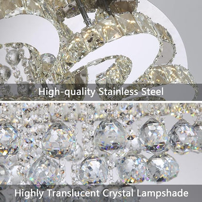 HAIXIANG Modern Chandelier Living Room Light Glam Chandeliers Ceiling Light Fixture Remote Dimmable Lights 40 Inches Luxury Crystal Silver Dining Room Lights