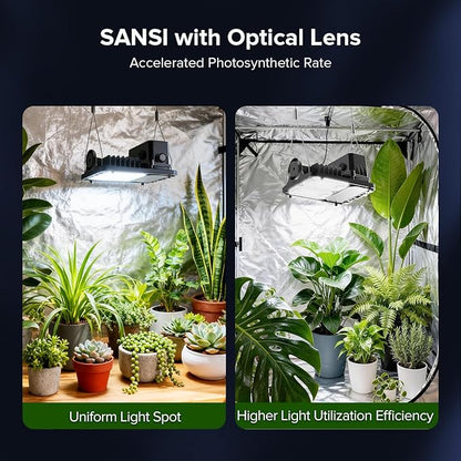 SANSI Grow Lights for Indoor Plants, 70W Full Spectrum Plant Lights for Indoor Growing, High PPFD IP65 Dimmable LED Growing Lamp for Seed Starting, Grow Tent Light 2x2 Auto On/Off Timer Remote Control
