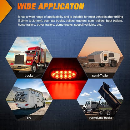 Nilight 6 Inch Oval Red White LED Trailer Tail Light 4PCS Waterproof Stop Brake Turn Reverse Back Up Surface Mount Trailers Lights for Truck RV Boat Bus Lorry Van Caravan