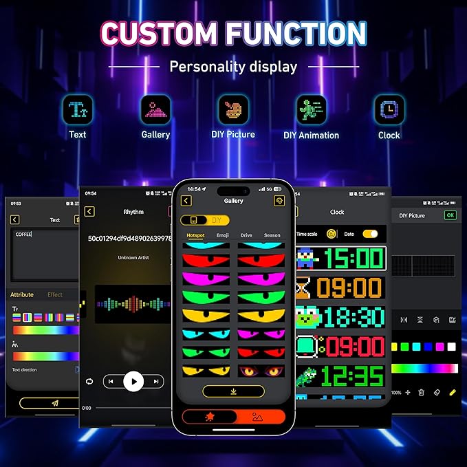 Devil Eyes Light for Cars, 15"x4" Programmable Flex LED Sign, 1PC Led Eyes for Car Windshield with APP Control and Remote Controller
