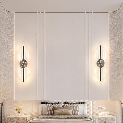 Modern Wall Sconce Light Bedroom Wall Lights Black LED Wall Lamp for Living Room Hallway Bathroom 22.4In