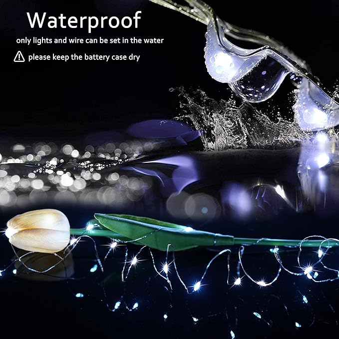 SmilingTown Christmas Fairy String Lights,15 Packs 20 LEDs Battery Operated 6.6FT Silver Copper Wire Starry String Light for DIY Bottle Jars Costume Wedding Party Easter Table Decorations (5 Colors)