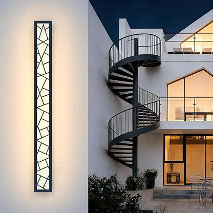 Outdoor Wall Lights 45.3inch Modern Outdoor Wall Sconce LED Long Wall Sconces Black Front Porch Light Waterproof Led Wall Light IP67 3000K Exterior Lighting Fixtures