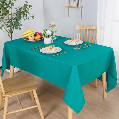 Hiasan 60 X 102 Inch Rectangle Textured Tablecloth - Waterproof Spillproof Antiwrinkle Jacquard Table Cloth for Kitchen and Dining Dinner, Outdoor Picnic, Holiday and Parties, Turquoise