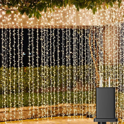 Solhice LED Curtain Lights Outdoor 40ft x10ft, 800 LED Plug in Hanging String Lights Indoor, Twinkle Lights Backdrop for Outside Backyard Patio Wedding Décor, Warm White (Not Connectable)