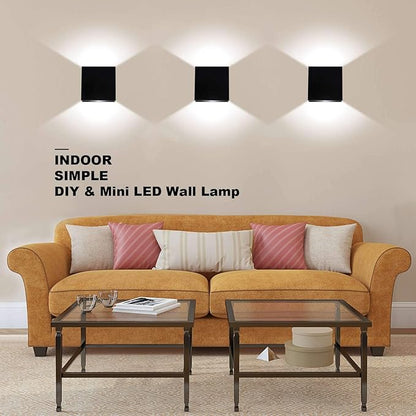 Lightess Mini LED Wall Sconces Dimmable 10W, Modern Wall Lamp Black Up Down Wall Mount Lights Mini Metal for Living Room Hallway Bedroom Decor, Cool White, O1186TP