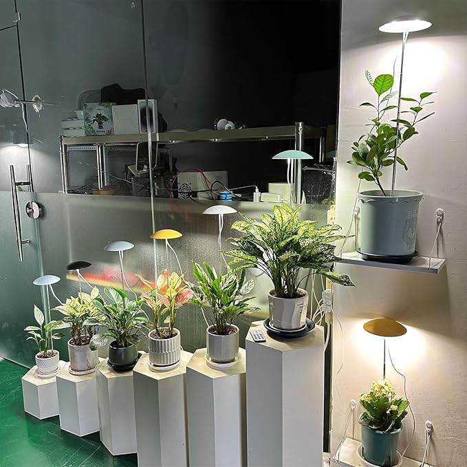 LED Grow Lights for Indoor Plants 2 Pack, Smart USB Small Full Spectrum Plant Lights with Remote, Height Adjustable, Auto On/Off Timer, Ideal for Home Decoration, Black